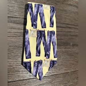 Vtg County Seat Men's Silk‎ Tie Necktie Jeans Pants Novelty Made in USA